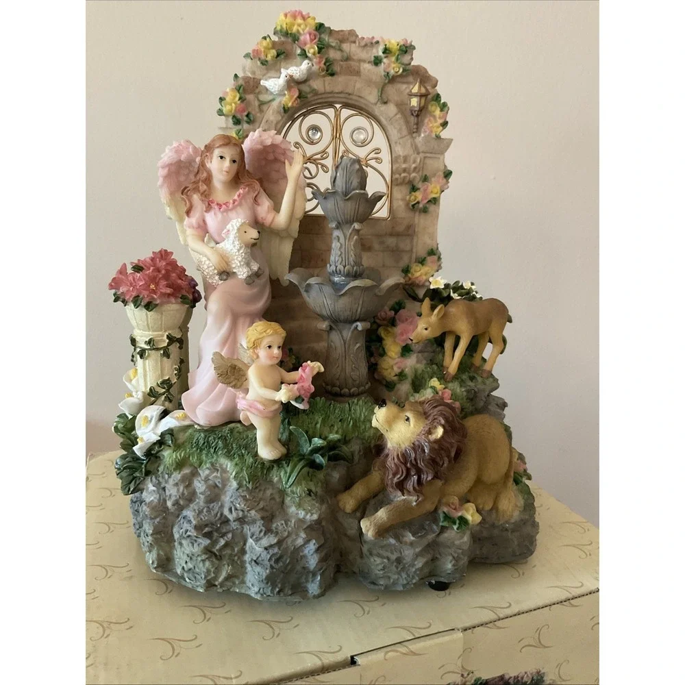 Classic Treasures Musical Angel Lion Lamb Water Fountain Everything is Beautiful